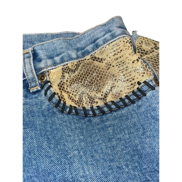 Vintage Y2K Old School Brand Jeans Size 4 Faux Snake Trim Straight Button Fly - Picture 5 of 10